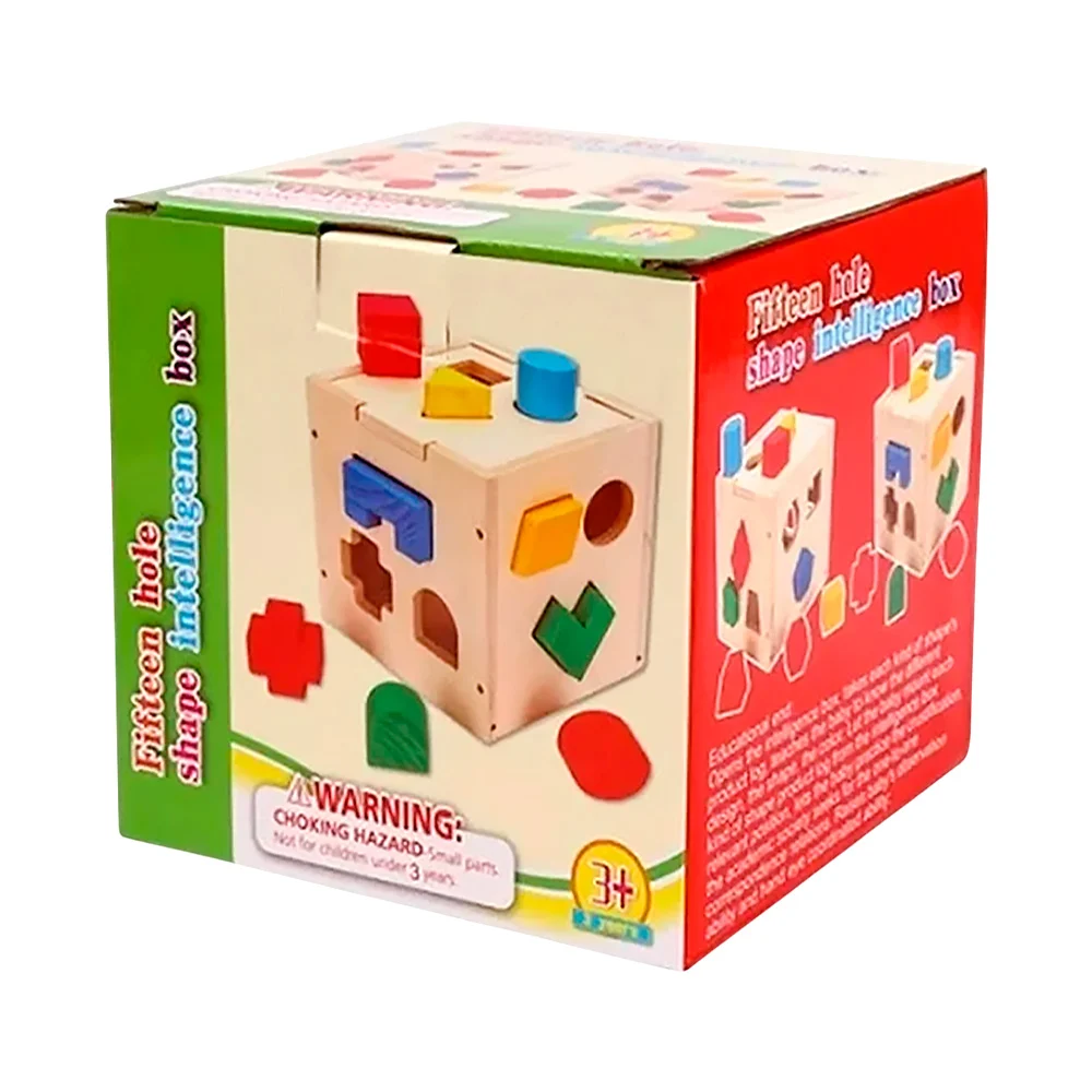 Cubo didáctico infantil de madera con 15 formas y figuras geométricas…
