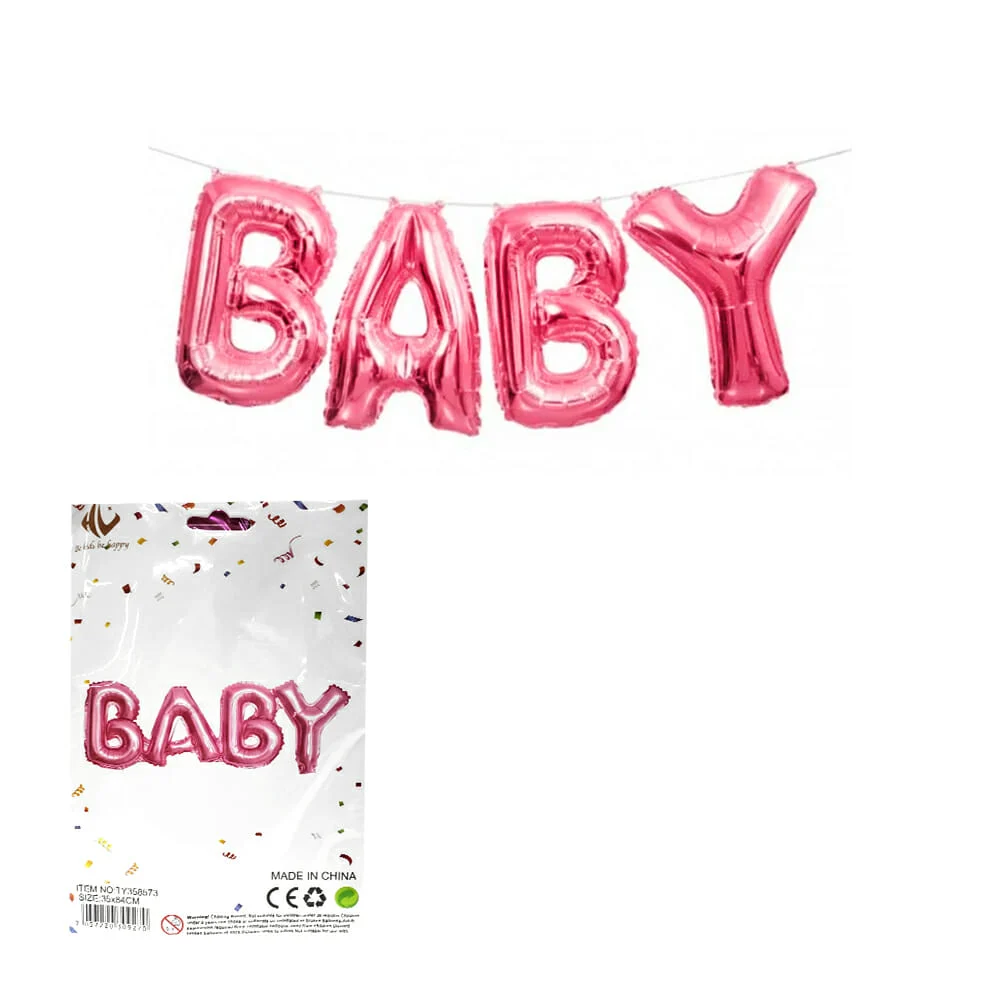 Paquete de 4 globos "Baby" de 35 x 84 cm, variedad de colores / ty358…
