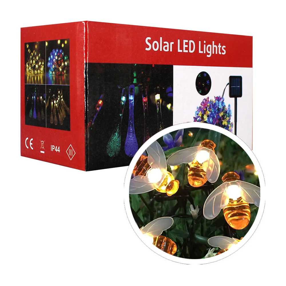 Serie solar rgb de cable negro con decoración de abejas para jardín /…