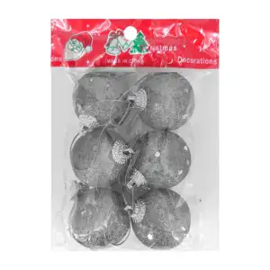 Paquete con 6 esferas navideñas metálicas con diamantina, 3.5cm, vari…