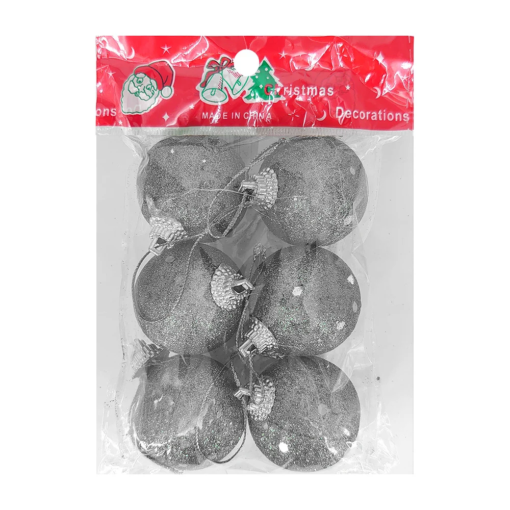 Paquete con 6 esferas navideñas metálicas con diamantina, 3.5cm, vari…
