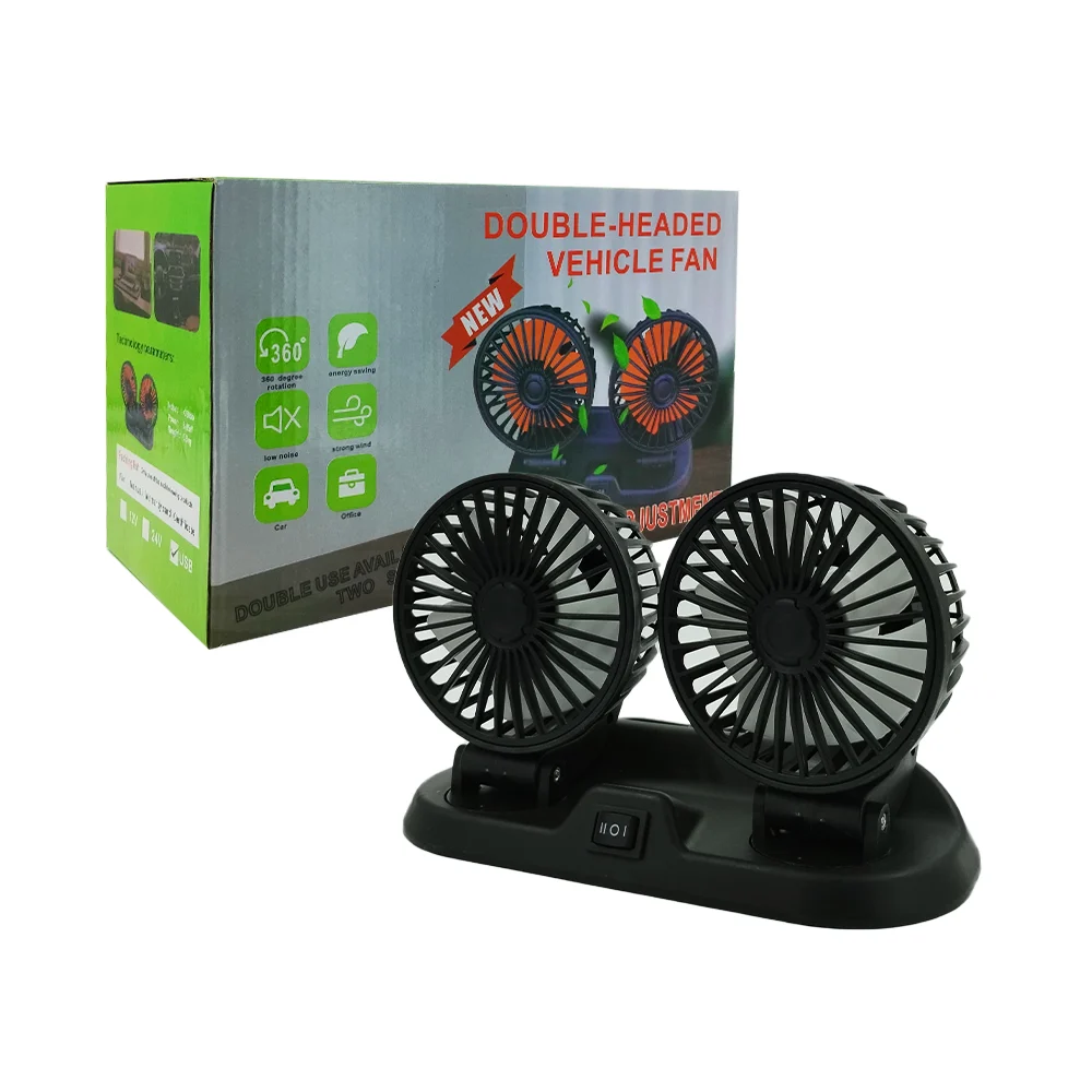 Ventilador doble plegable con cable usb y 2 velocidades, para automóv…