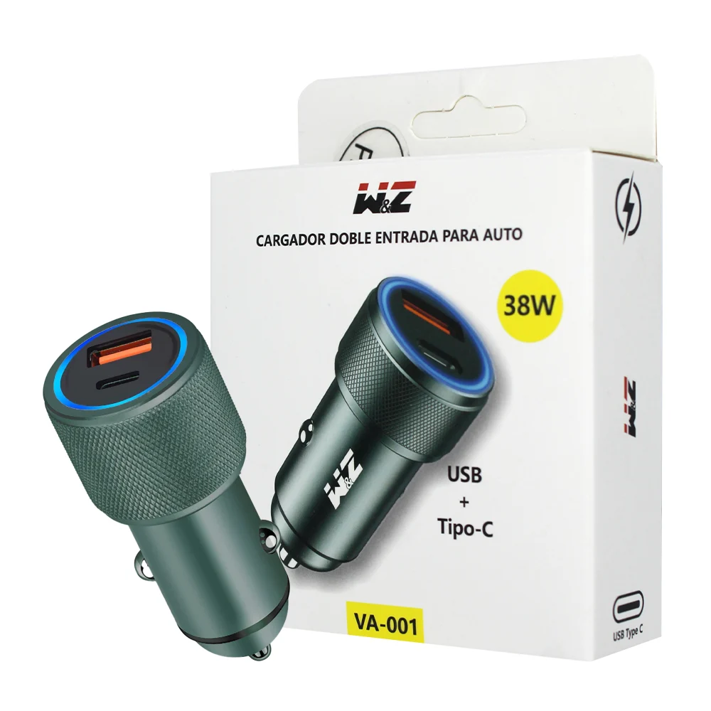 Cargador / plug con 1 puerto usb y 1 entrada tipo-c + cable usb-tipo-…