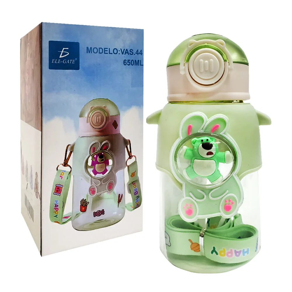 Botella transparente con diseño de animales, correa y stickers decora…