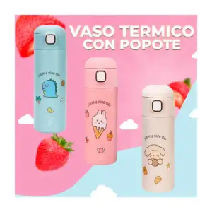 Botella tipo termo, de acero inoxidable, con broche cuadrado, seguro …
