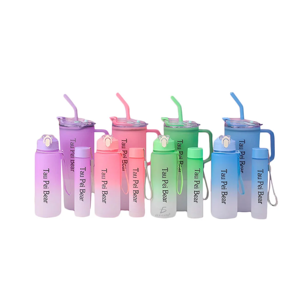 Juego de 3 botellas bicolor con tapaderas y leyenda tan bei bear, var…