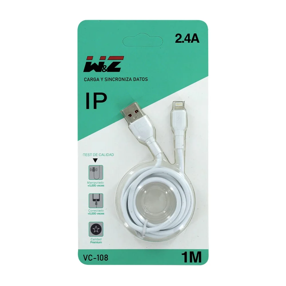 Cable w&z con entrada lightning iphone de 1 metro para carga y transf…