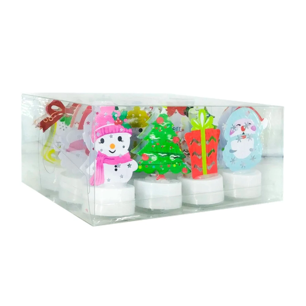 Caja con 12 mini lámparas de pilas con temática navideña, variedad de…