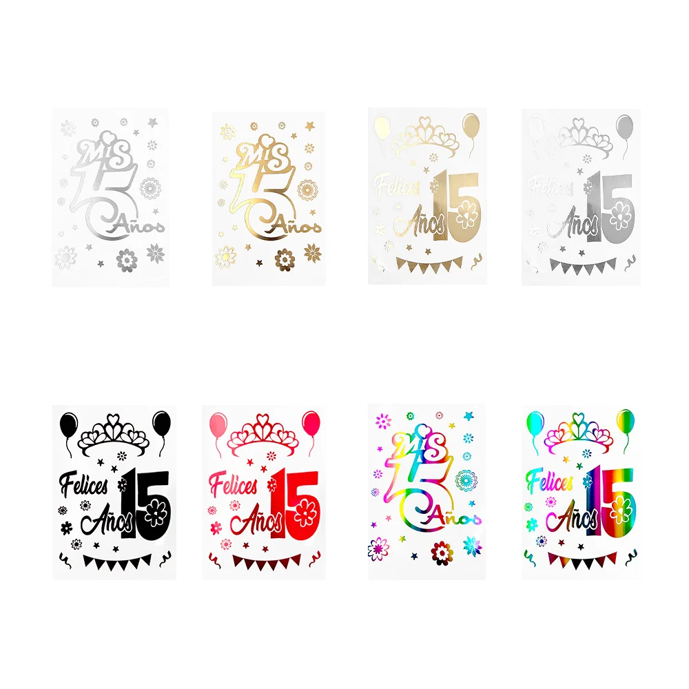 Paquete con 20 planillas de calcomanías con diseño frase de 15 años, …