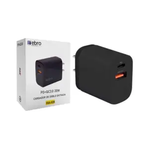 Cubo cargador nebro de doble entrada con entrada usb y puerto tipo-c,…