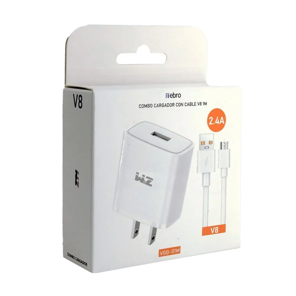 Combo cargador w&z con cable v8 de 1 metro para carga de 2.4a, varied…