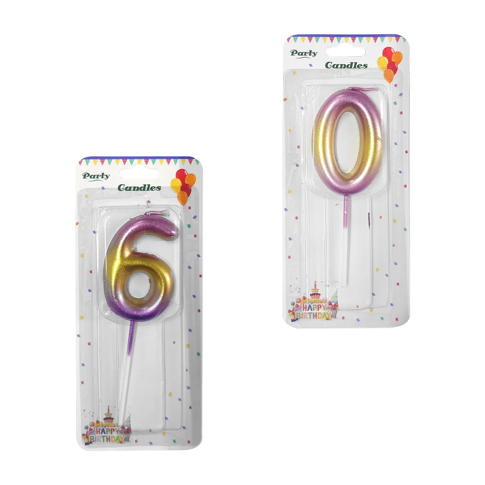 1pza Vela de cumpleaños con forma de número bicolor / party candles /…