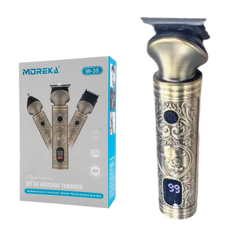 Set de máquina para afeitar, metálica, recargable, puntas intercambia…