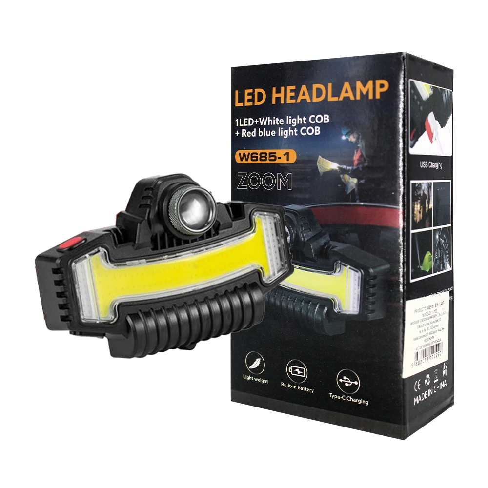 Linterna led recargable estilo minero con 2 leds de alta potencia y b…