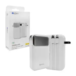 Power bank / batería portátil blanca con puertos usb, usb-c + cable t…