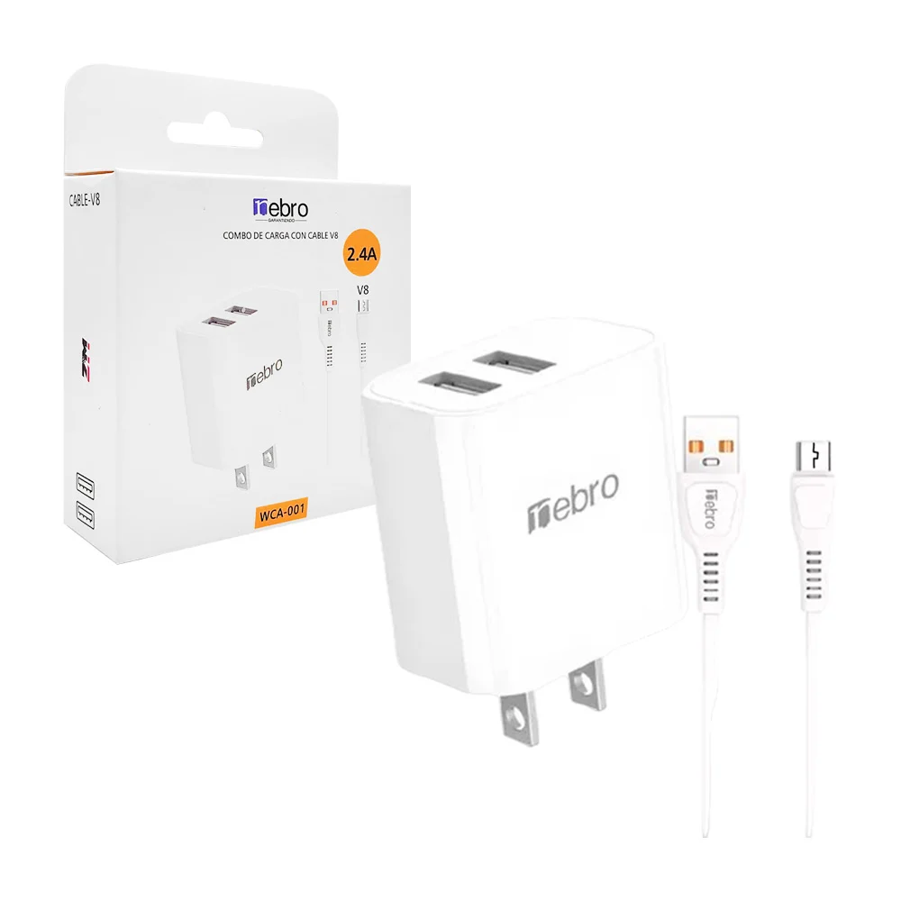 Cubo cargador con 2 puertos usb + cable con entrada v8 / 5046286