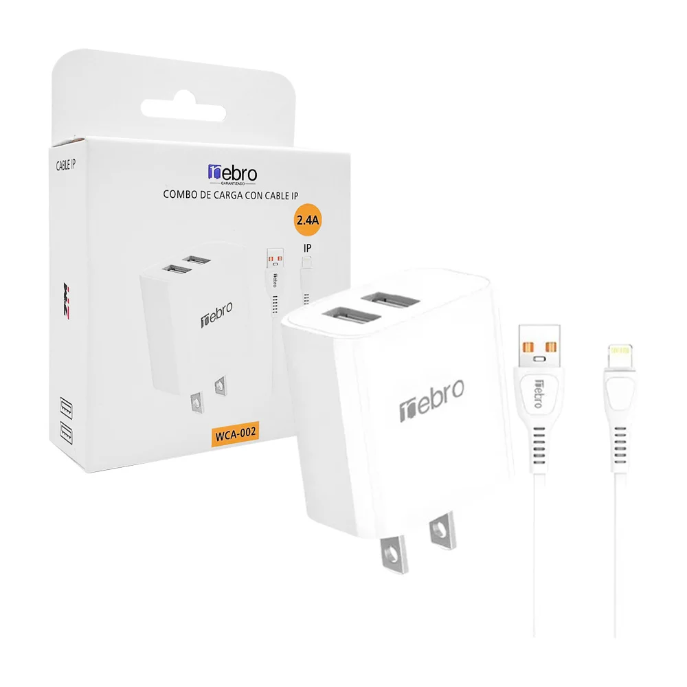 Cubo cargador con 2 puertos usb + cable con entrada lightning / 50462…