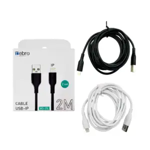 Cable nebro con entrada lightning iphone a usb de 2 metros para carga…