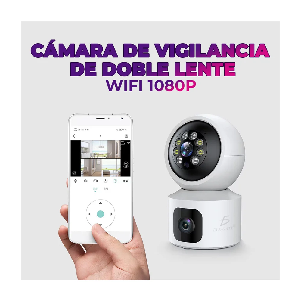 Mini cámara de seguridad para hogar con wifi, 4mp dual de lente audio…