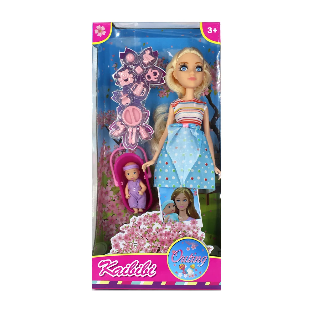 Muñeca articulada con temática de mamá y accesorios de bebé / kaibibi