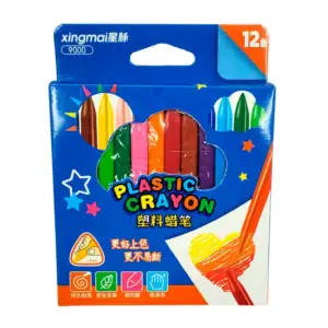 Caja con 12 crayones en tonos intensos, fácil agarre, ecológicos / pl…