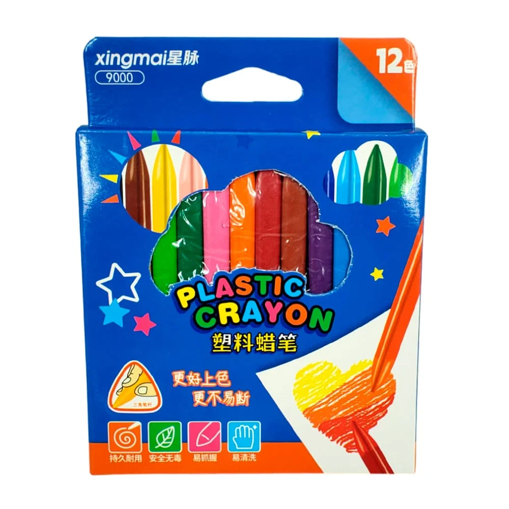Caja con 12 crayones en tonos intensos, fácil agarre, ecológicos / pl…