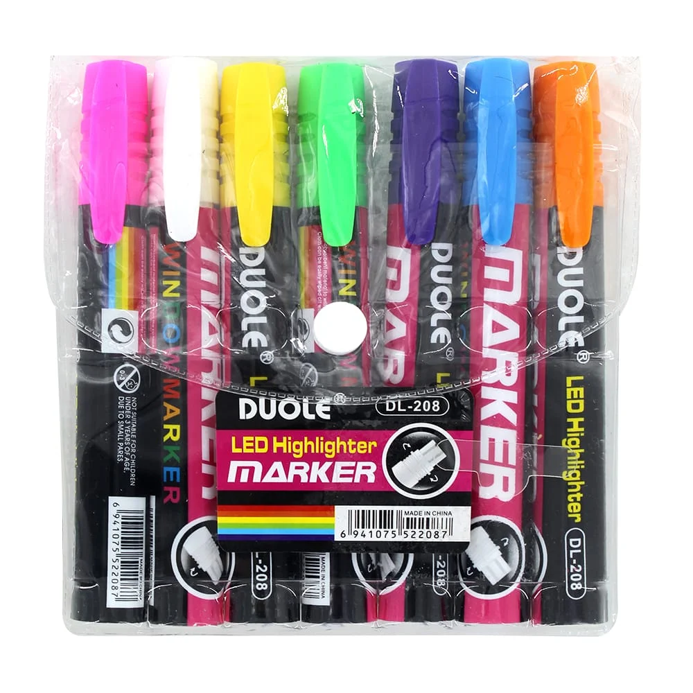 Blíster con 7 marcadores permanentes de colores tipo neón duole / dl-…