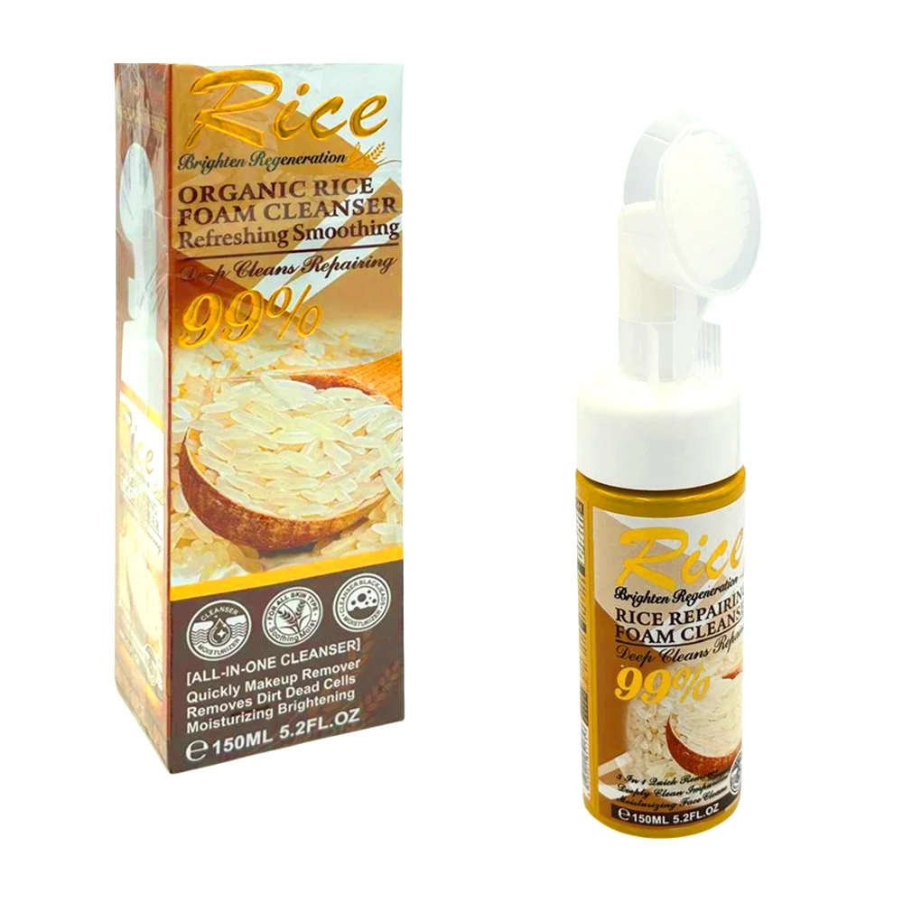 Espuma limpiadora facial con extracto de arroz orgánico + cepillo lim…