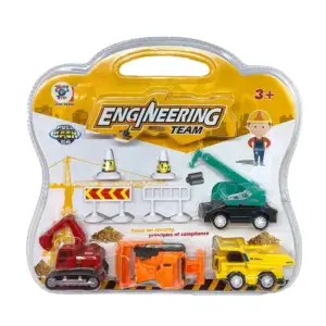 Set de 4 camiones de juguete para construcción con accesorios, varied…