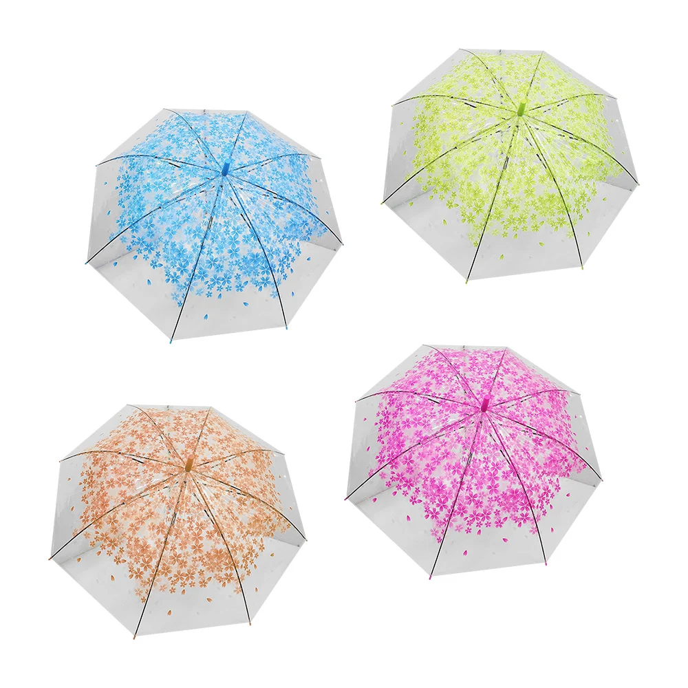 Paraguas infantil impermeable transparente con estampado de flores, v…