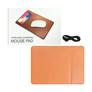 Mouse pad con cargador inalámbrico para celulares, terminado piel, va…