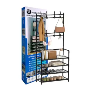 Organizador multifuncional rack con 4 niveles y perchero 60x28x154cm …