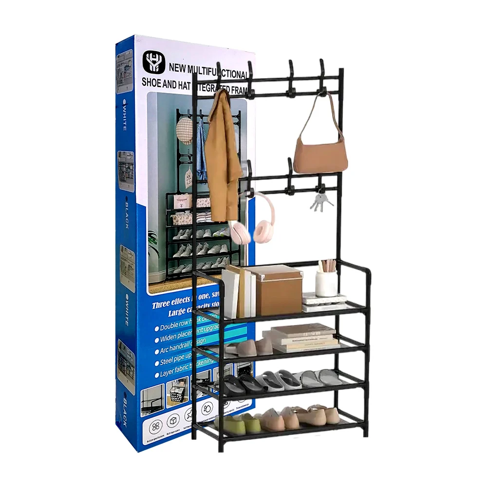 Organizador multifuncional rack con 4 niveles y perchero 60x28x154cm …