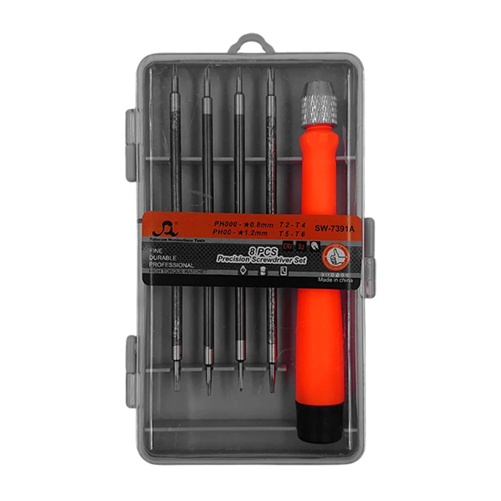 Estuche transparente con desarmador y 4 puntas dobles intercambiables…