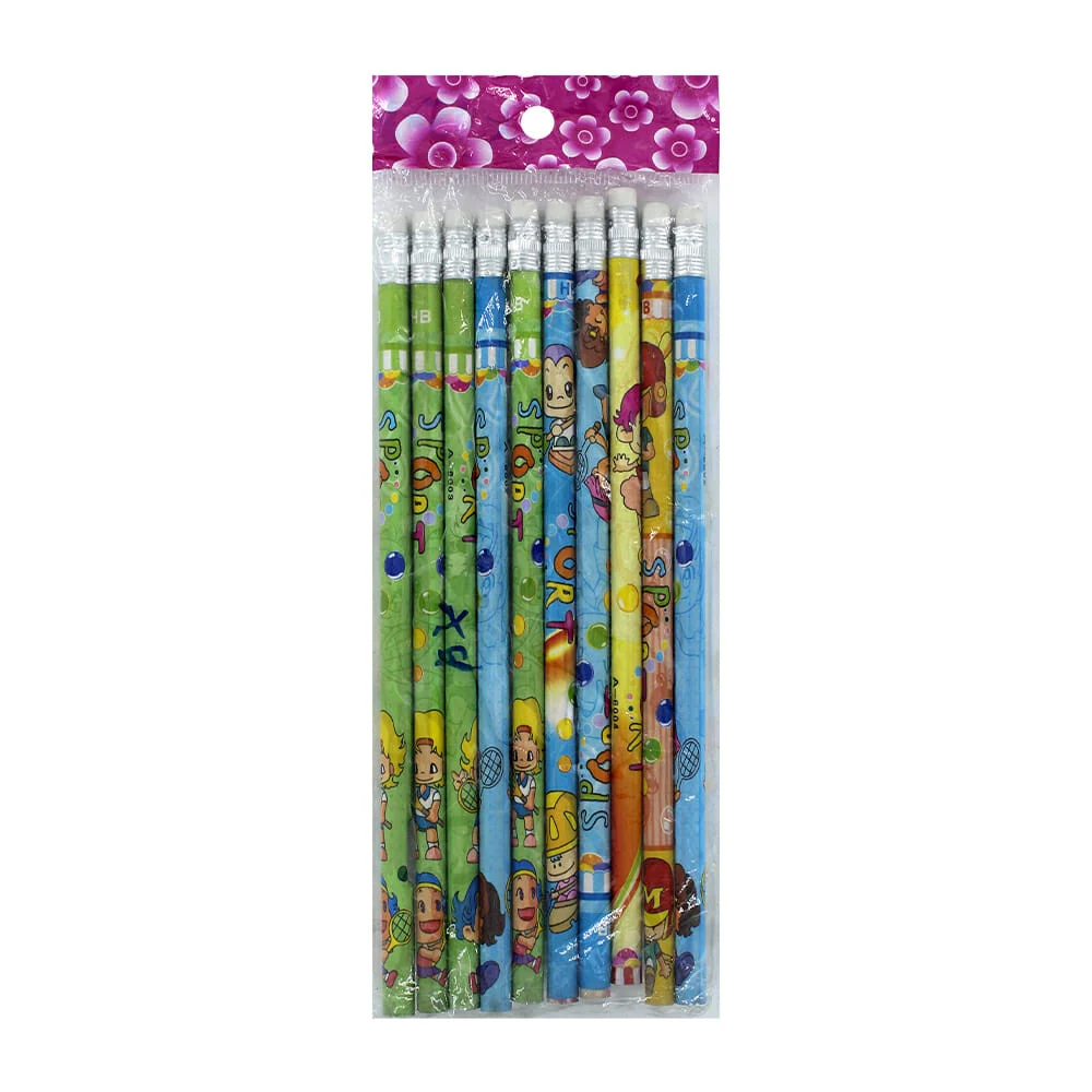 Paquete 10 lápices de grafito, variedad de diseños / x-95-8