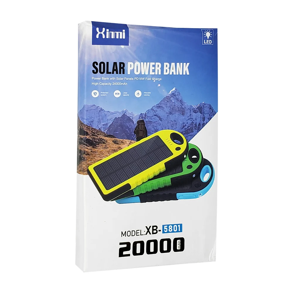 Power bank de uso rudo con panel solar de 20000mah, variedad de color…