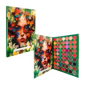 Paleta de maquillaje con 63 tonos con terminación matte o con glitter…