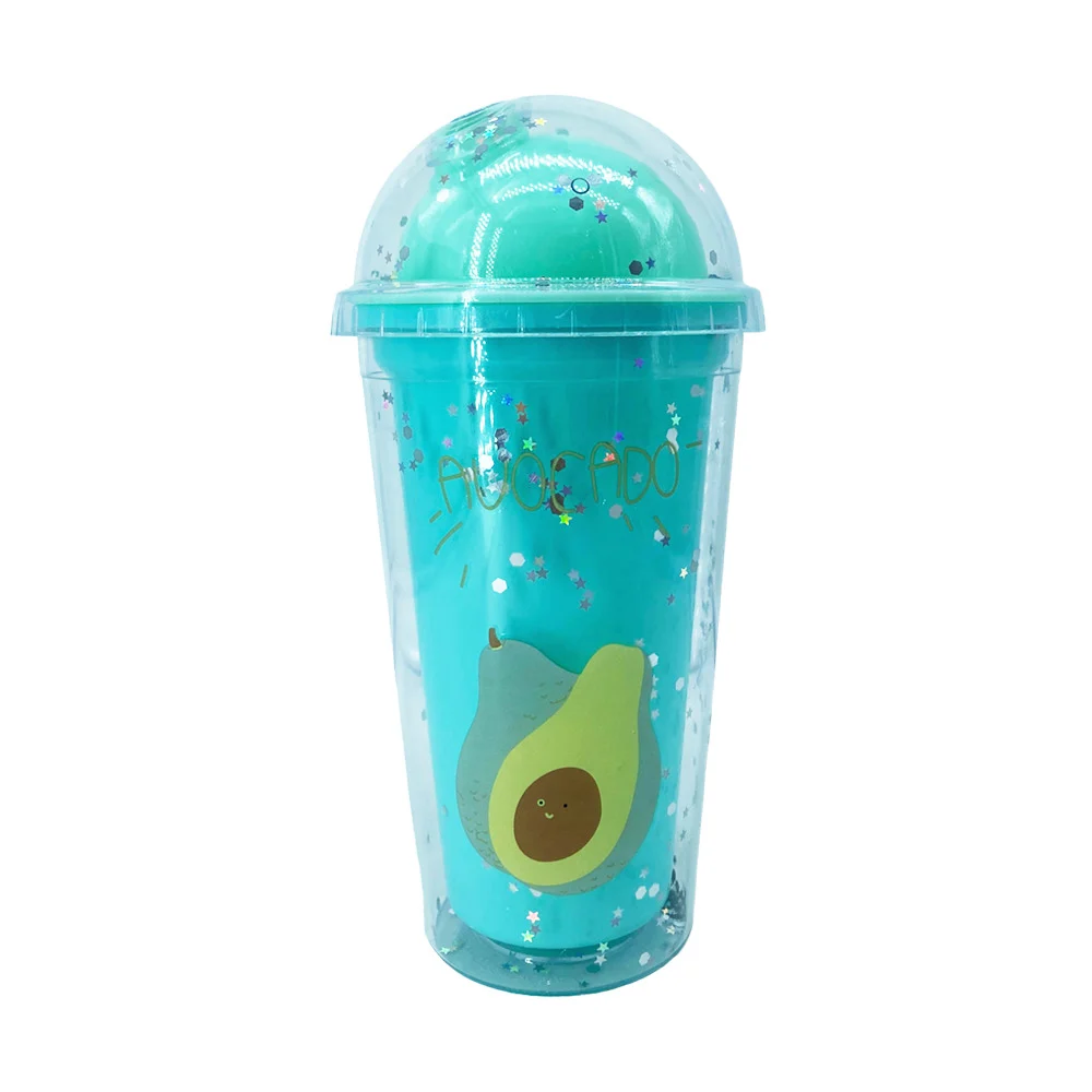Vaso de acrílico con estampado de aguacate + tapa de domo con diamant…