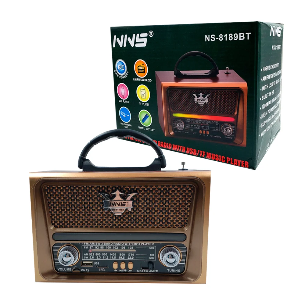 Bocina radio fm/am/sw con luz rgb + entrada para usb y tf, variedad d…