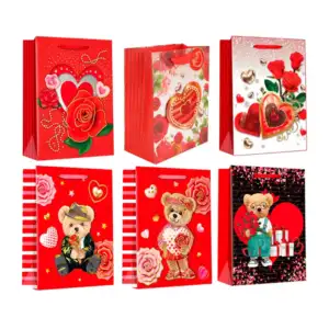 Bolsa de regalo chica de diseño de san valentín, rosas, osos o corazo…