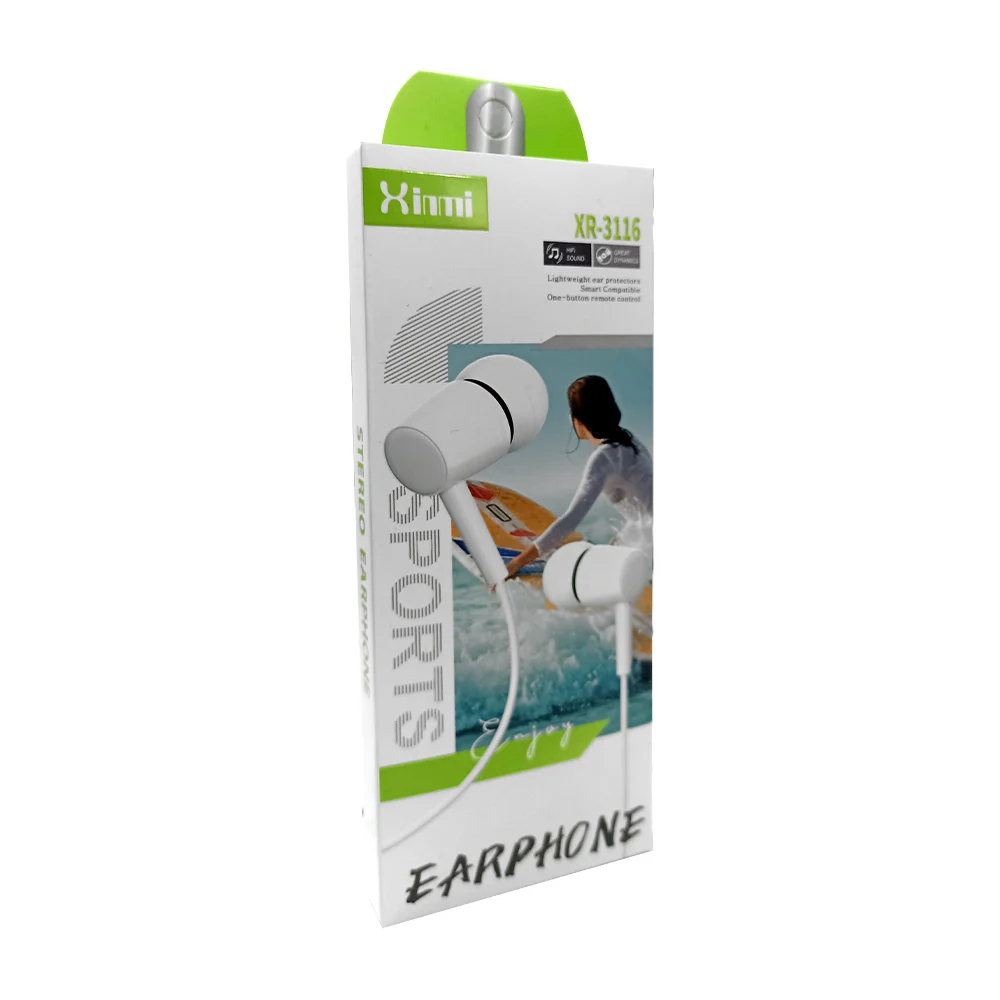 Audífonos alámbricos earphone sports xinmi con entrada auxiliar 3.5mm…