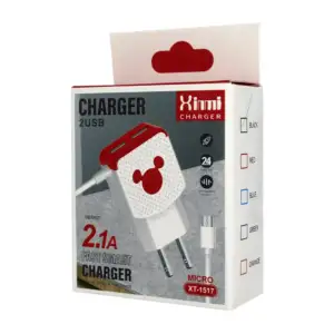 Combo cargador xinmi entrada v8 con 2 puertos usb para carga 2.1a, va…