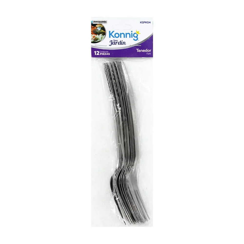 Paquete de 12 tenedores metálicos de acero inoxidable / konnig / kspk04