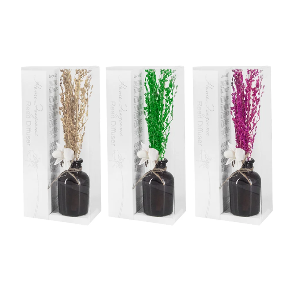 Difusor de aroma en forma de tarro opaco con flores y varas de madera…