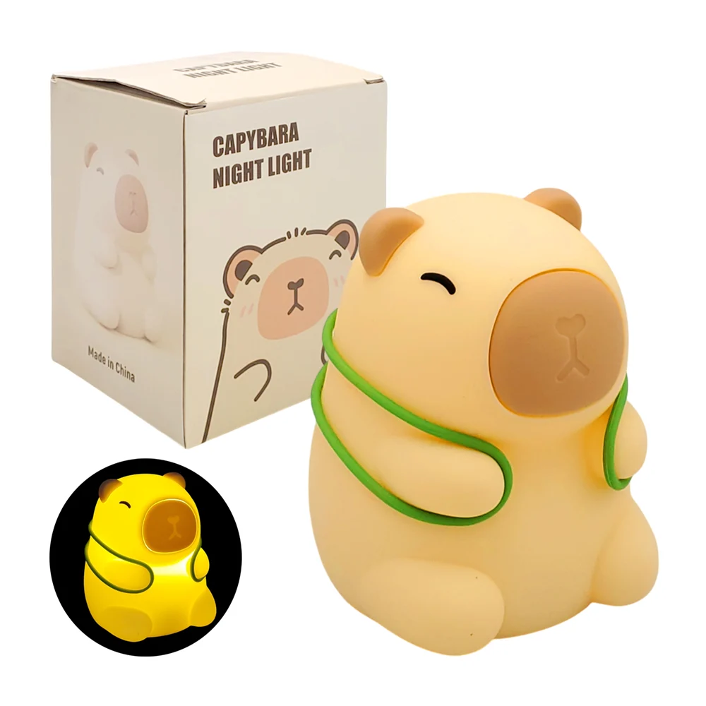 Lámpara de noche decorativa touch con forma de capibara con luces rgb…