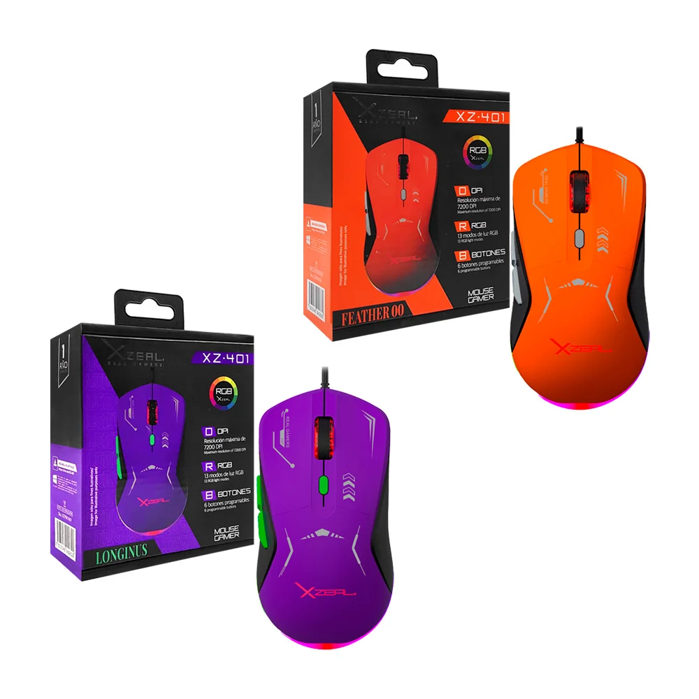 Ratón / mouse gamer xzeal con luz rgb, botones laterales, control de …