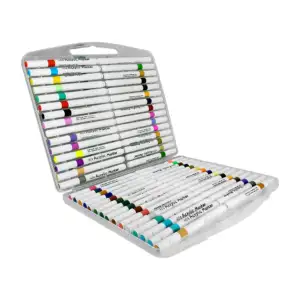 Estuche tipo maletín transparente con 60 marcadores plumones lavables…