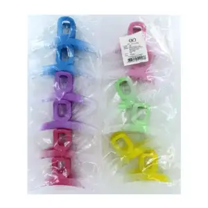 Paquete de 12 pinzas transparentes con mancha de colores en el centro…