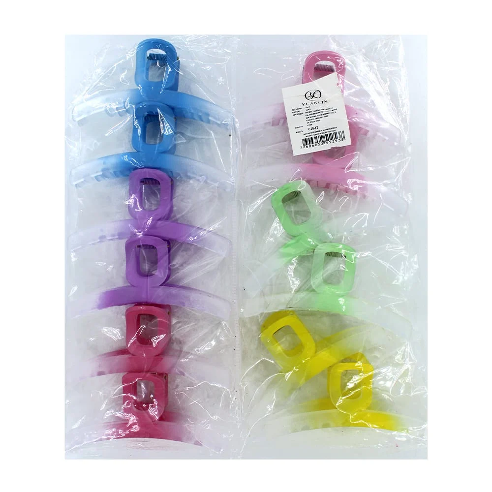 Paquete de 12 pinzas transparentes con mancha de colores en el centro…