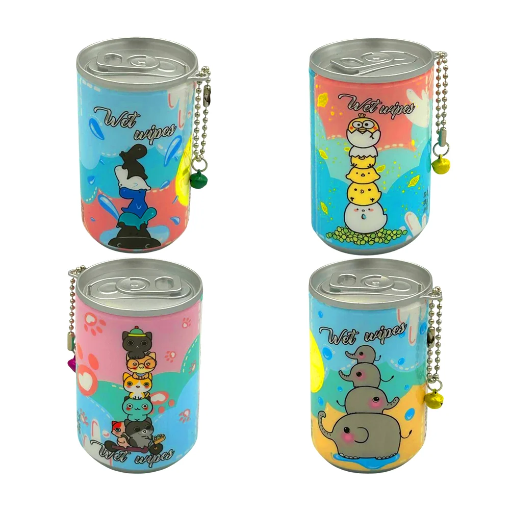 Mini lata con 30 toallitas desmaquillante + estampado kawaii, variedad de colores / jb30020 / y-250-14 / ly24-09